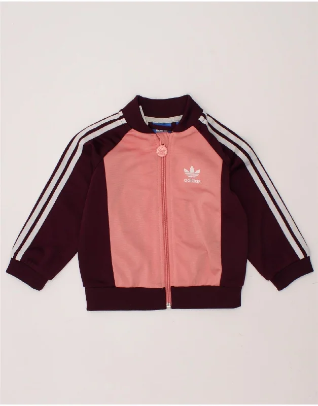 ADIDAS Baby Girls Graphic Tracksuit Top Jacket 9-12 Months Pink