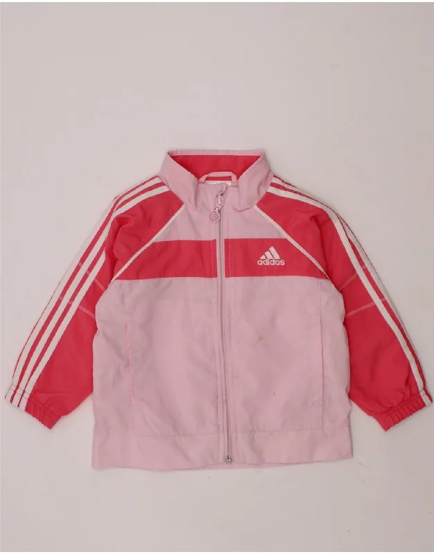 ADIDAS Baby Girls Tracksuit Top Jacket 9-12 Months Pink Colourblock