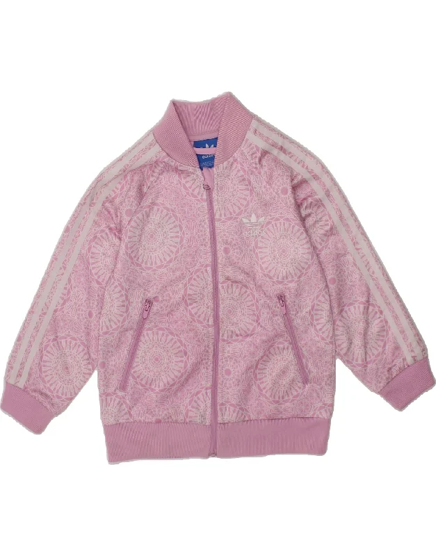 ADIDAS Girls Abstract Pattern Tracksuit Top Jacket 2-3 Years Purple