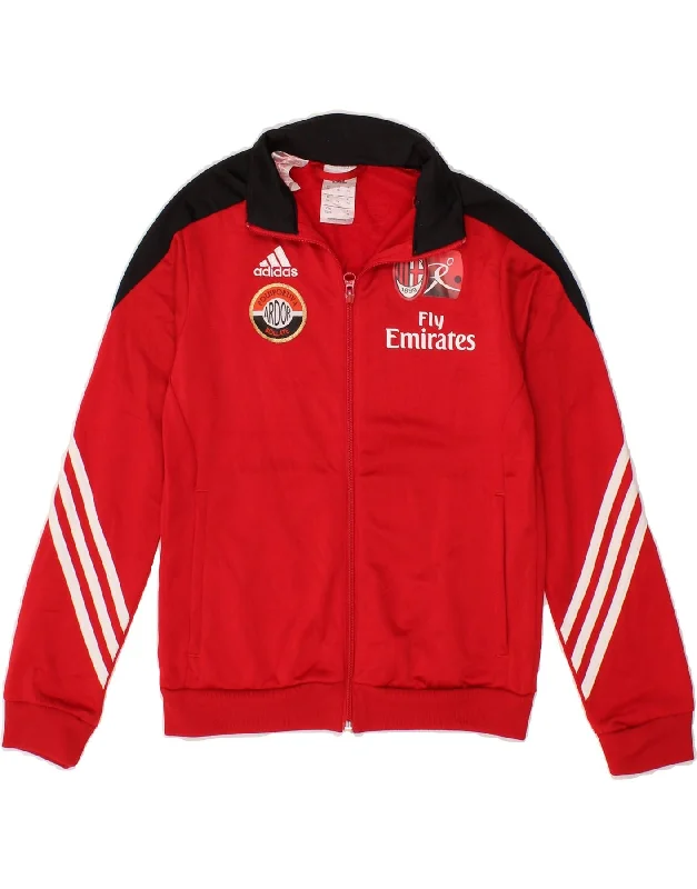 ADIDAS Girls AC Milan Tracksuit Top Jacket 9-10 Years Medium Red