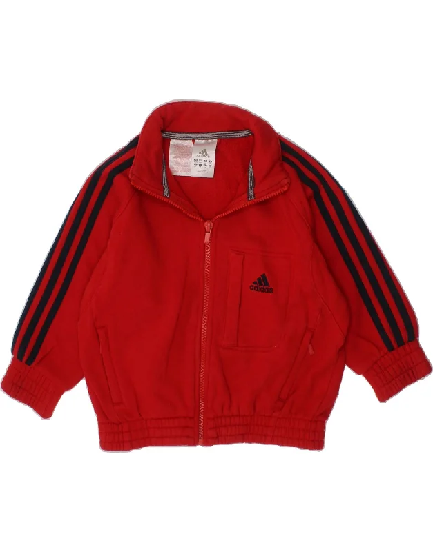 ADIDAS Girls Graphic Tracksuit Top Jacket 3-4 Years Red Cotton