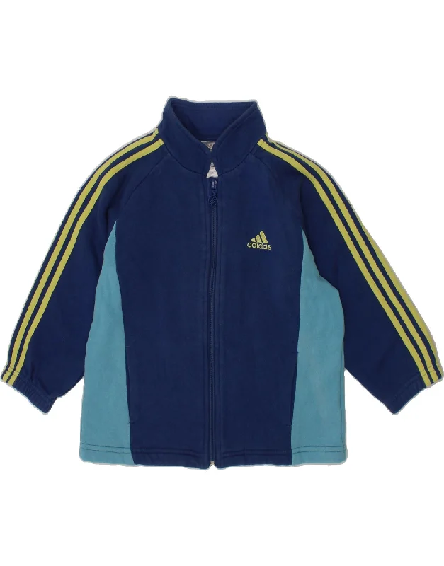 ADIDAS Girls Tracksuit Top Jacket 3-4 Years Blue Colourblock Cotton