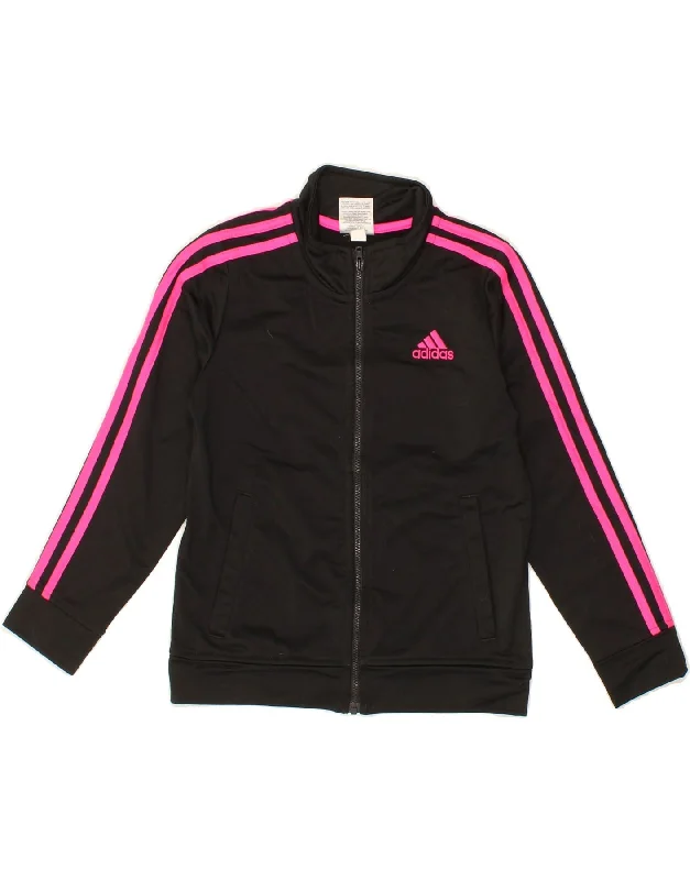 ADIDAS Girls Tracksuit Top Jacket 7-8 Years  Black