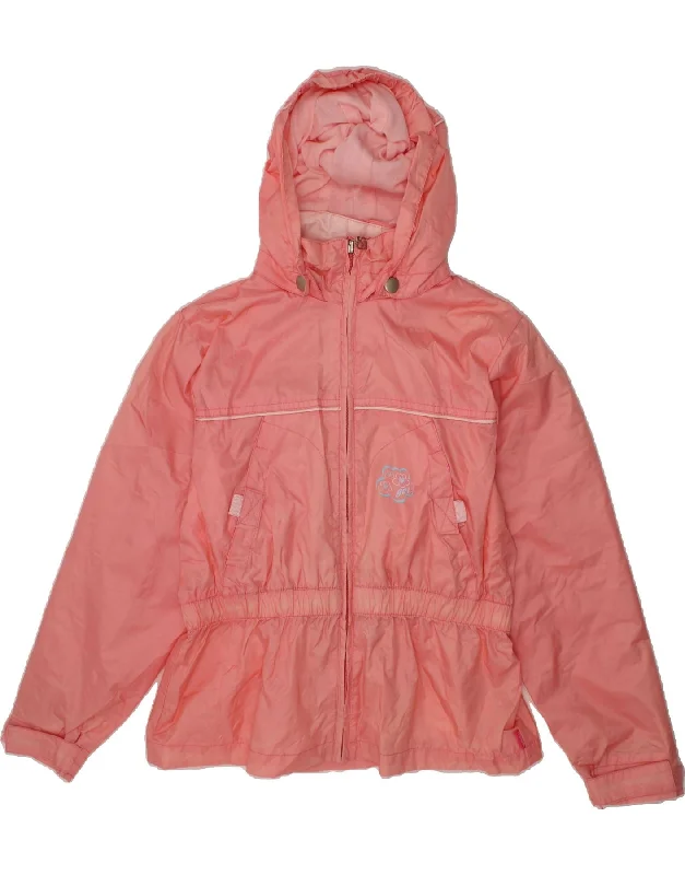 BRUGI Girls Hooded Rain Jacket 9-10 Years Pink Polyamide