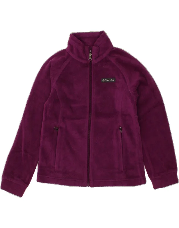 COLUMBIA Girls Fleece Jacket 7-8 Years Small Purple Polyester