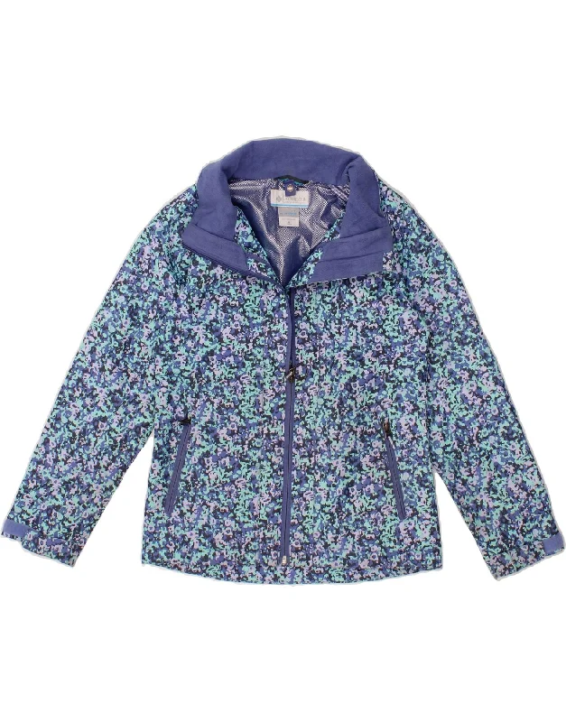 COLUMBIA Girls Windbreaker Jacket 10-11 Years Medium Blue Flecked