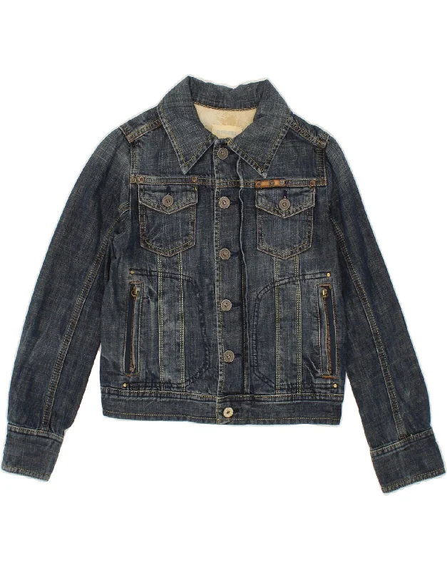 DIESEL Girls Denim Jacket 6-7 Years Small Navy Blue Cotton