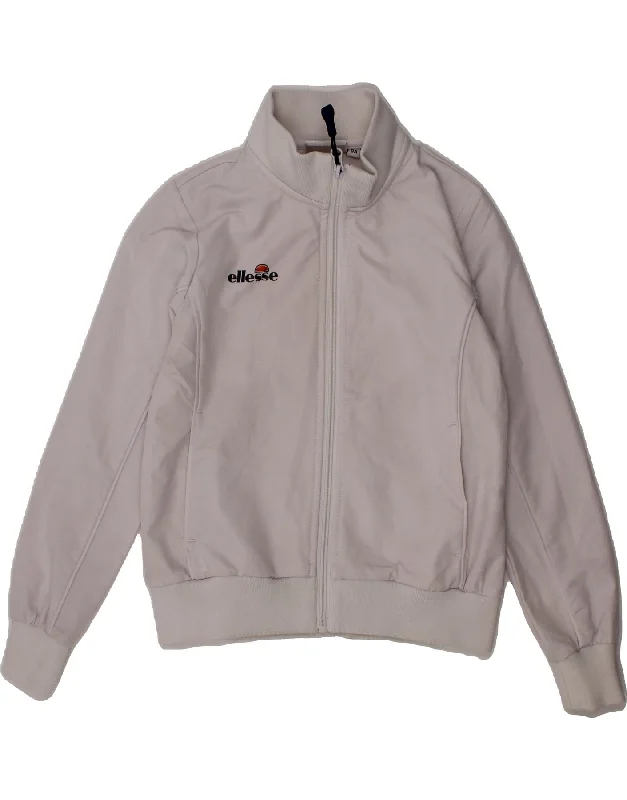 ELLESSE Girls Tracksuit Top Jacket 7-8 Years Off White Polyester