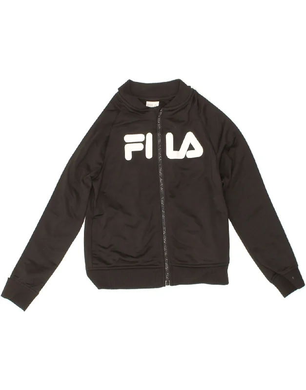 FILA Girls Graphic Tracksuit Top Jacket 5-6 Years Black Colourblock