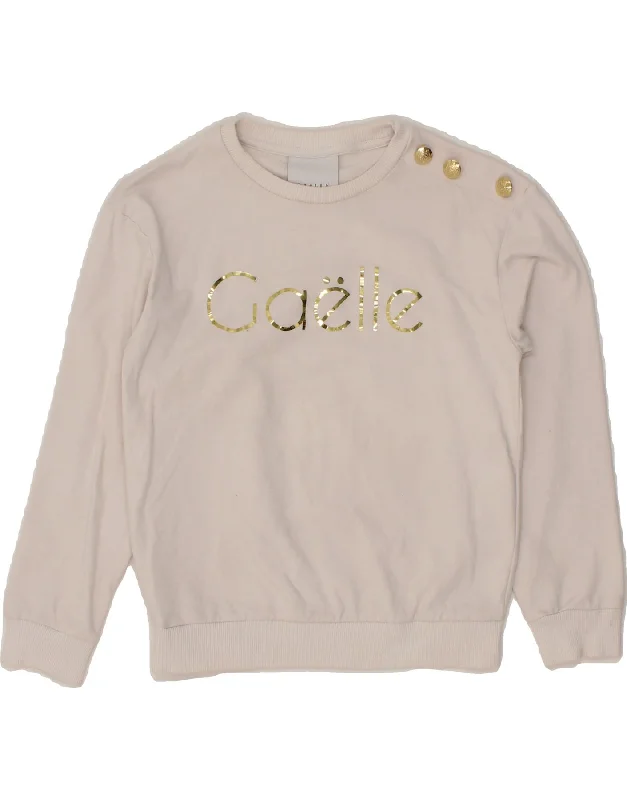 GAELLE Girls Paris Graphic Sweatshirt Jumper 9-10 Years Off White Cotton