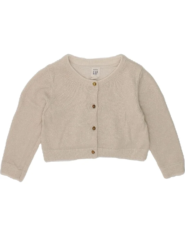 GAP Baby Girls Crop Cardigan Sweater 6-9 Months Beige Cotton