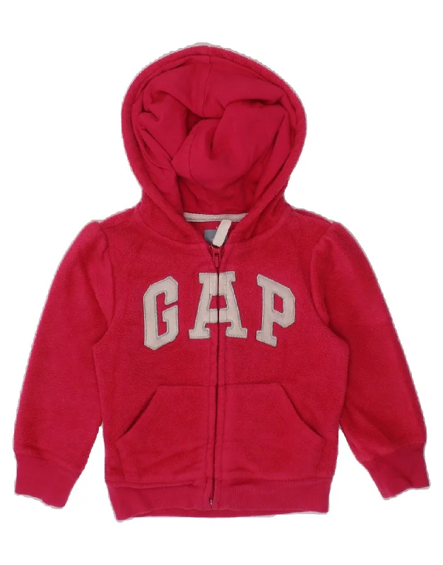 GAP Baby Girls Graphic Hooded Fleece Jacket 18-24 Months Pink Polyester