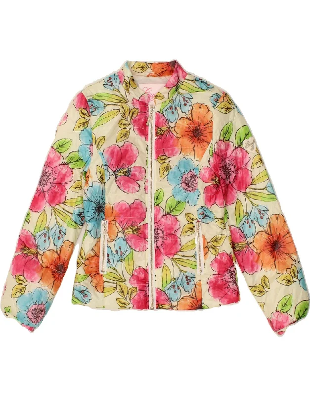 GAUDI Girls Bomber Jacket 9-10 Years Multicoloured Floral Polyester