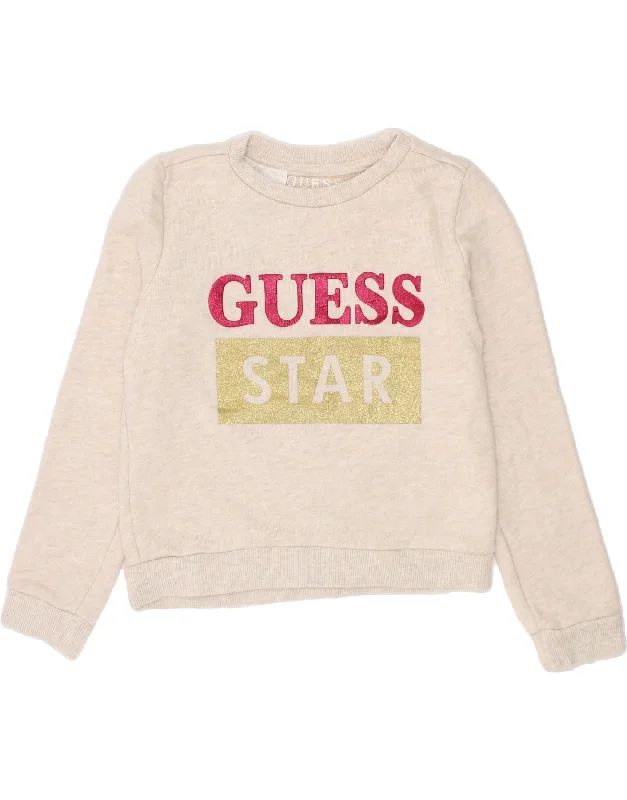 GUESS Girls Graphic Sweatshirt Jumper 4-5 Years Beige