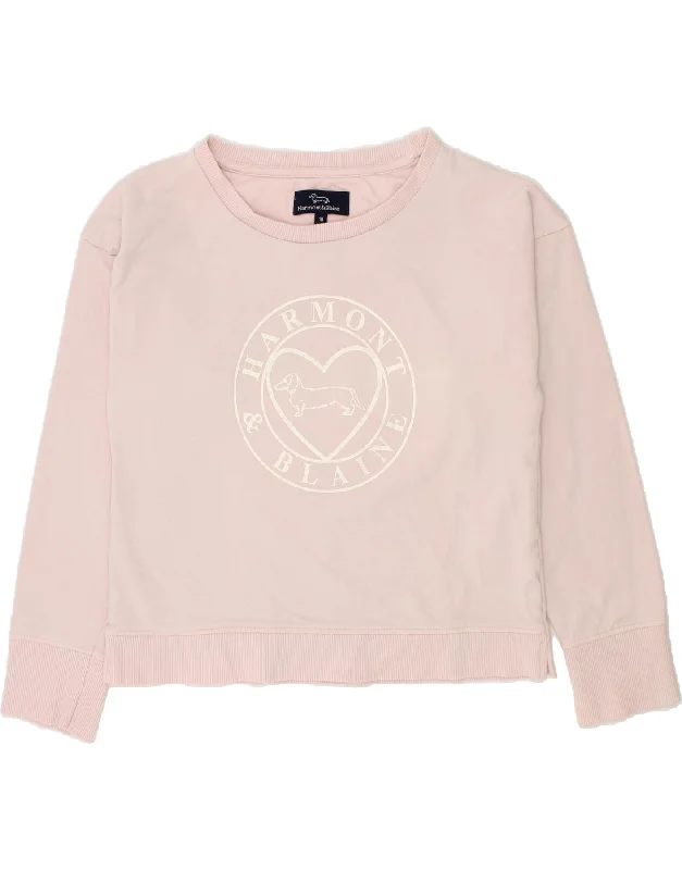 HARMONT & BLAINE Girls Crop Graphic Sweatshirt Jumper 9-10 Years Pink