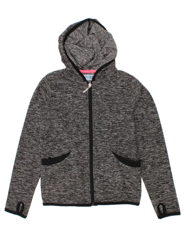 HARMONT & BLAINE Girls Zip Hoodie Sweater 7-8 Years Grey Flecked Polyester