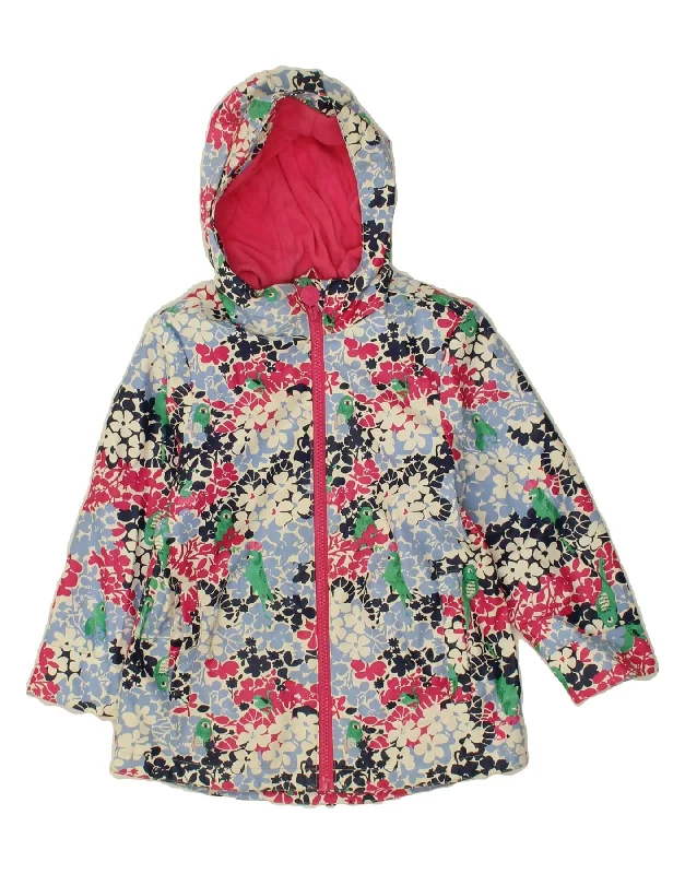 JOULES Girls Hooded Rain Jacket 4-5 Years Multicoloured Floral Polyester