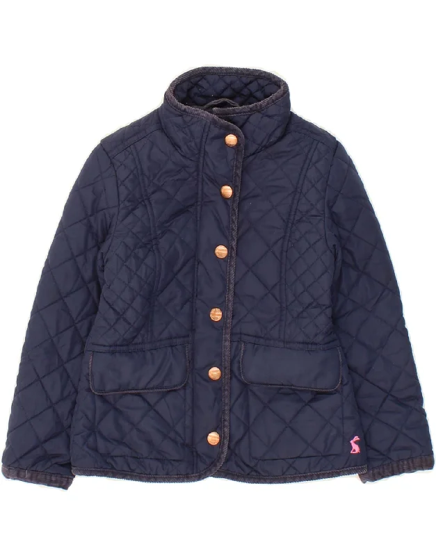 JOULES Girls Quilted Jacket 3-4 Years Navy Blue Polyester