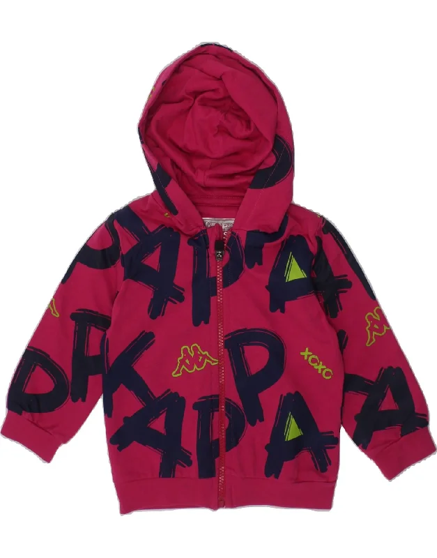 KAPPA Baby Girls Graphic Zip Hoodie Sweater 18-24 Months Pink Cotton