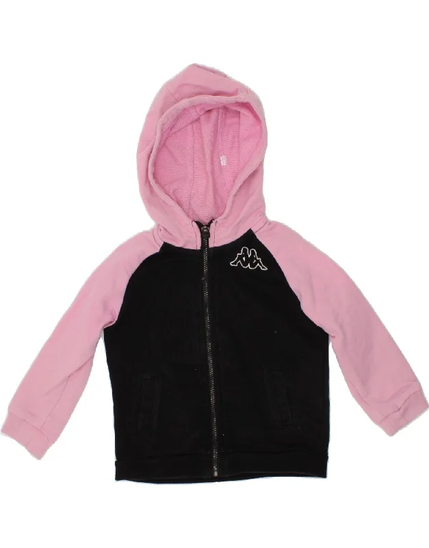 KAPPA Baby Girls Zip Hoodie Sweater 9-12 Months Black Colourblock Cotton