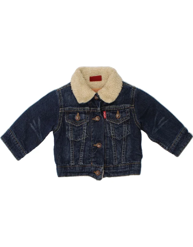 LEVI'S Baby Girls Denim Sherpa Jacket 0-3 Months Blue Cotton