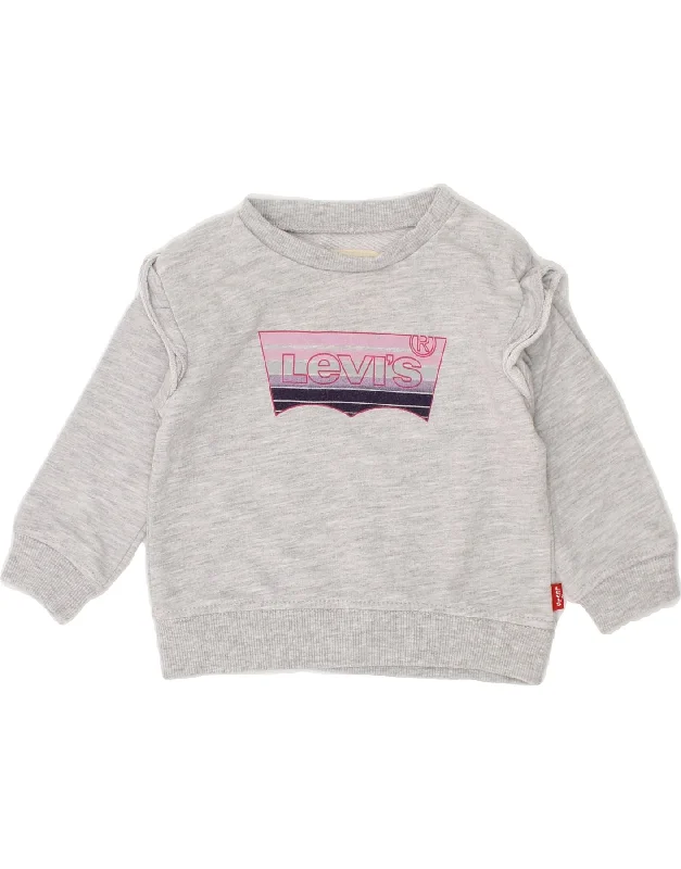 LEVI'S Baby Girls Graphic Sweatshirt Jumper 3-6 Months Grey