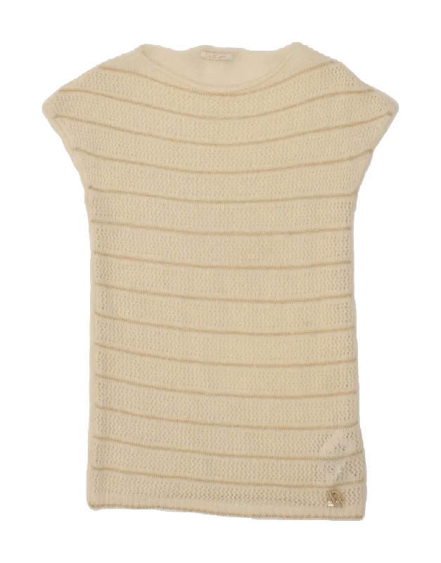 LIU JO Girls Sleeveless Boat Neck Jumper Sweater 13-14 Years Off White