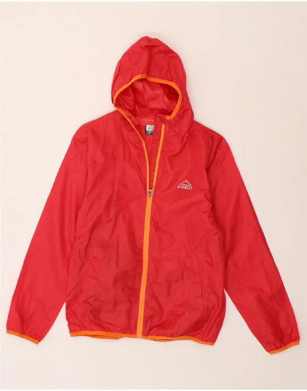 MC KINLEY Girls Hooded Rain Jacket 11-12 Years Red Polyester