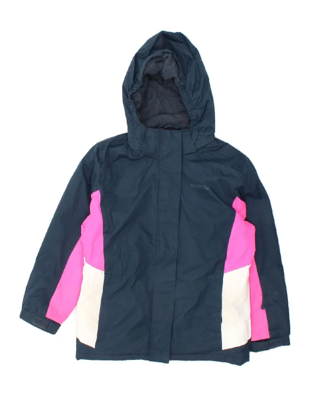 MOUNTAIN WAREHOUSE Girls Hooded Windbreaker Jacket 11-12 Years Navy Blue