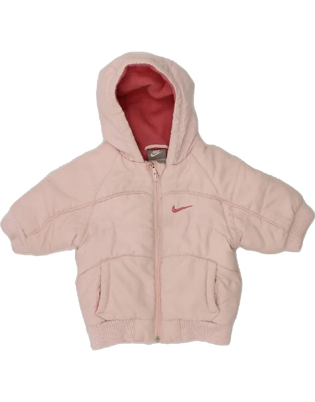 NIKE Baby Girls Hooded Padded Jacket 3-6 Months Pink Polyester