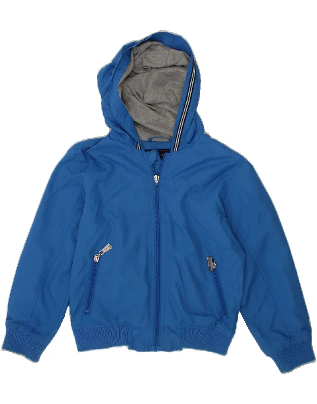 NORTH POLE Girls Hooded Rain Jacket 6-7 Years Blue Polyester