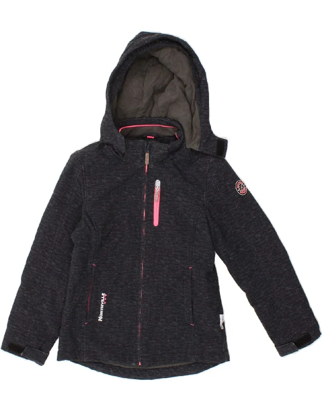 NORTHVILLE Girls Hooded Windbreaker Jacket 8-9 Years Navy Blue Polyester