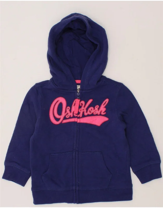 OSH KOSH Baby Girls Graphic Zip Hoodie Sweater 12-18 Months Navy Blue