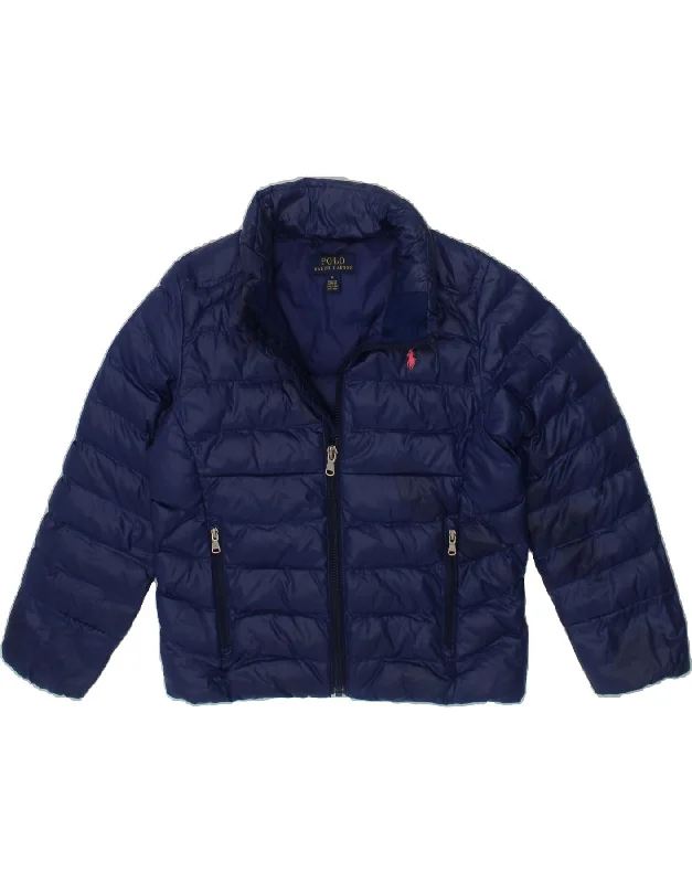 POLO RALPH LAUREN Girls Padded Jacket 5-6 Years Navy Blue Polyester