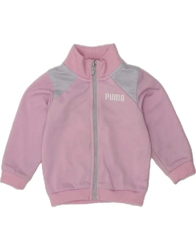 PUMA Baby Girls Graphic Tracksuit Top Jacket 6-9 Months Pink Colourblock