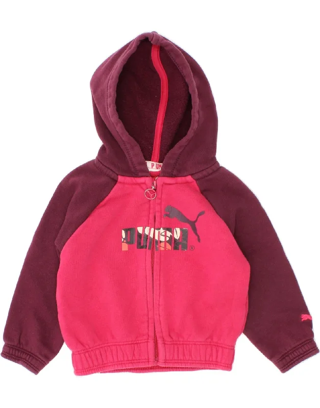 PUMA Baby Girls Graphic Zip Neck Jumper Sweater 3-6 Months Pink