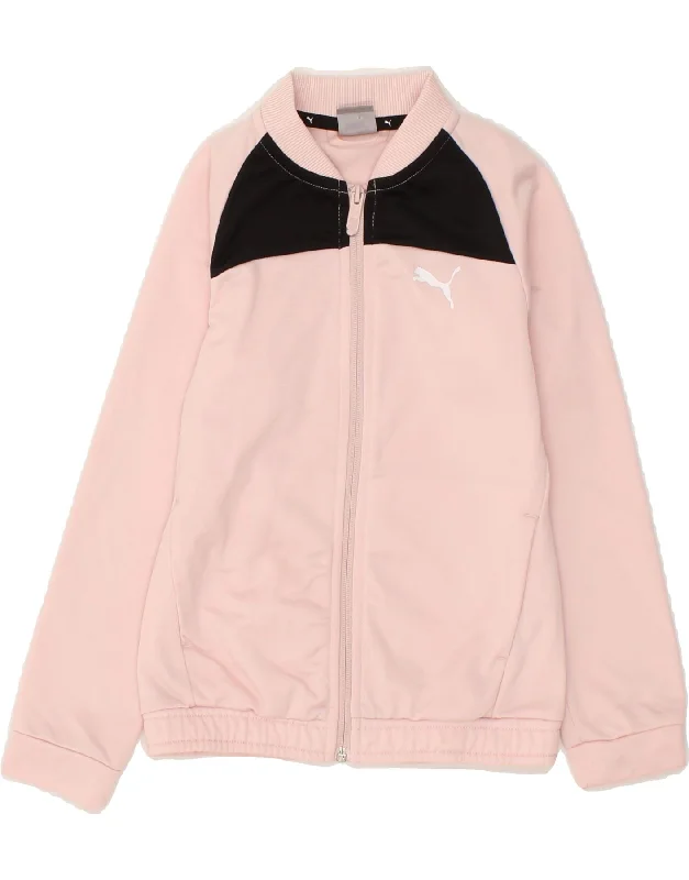 PUMA Girls Tracksuit Top Jacket 7-8 Years  Pink Colourblock Polyester