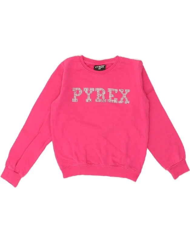 PYREX Girls Graphic Sweatshirt Jumper 13-14 Years XL Pink Cotton