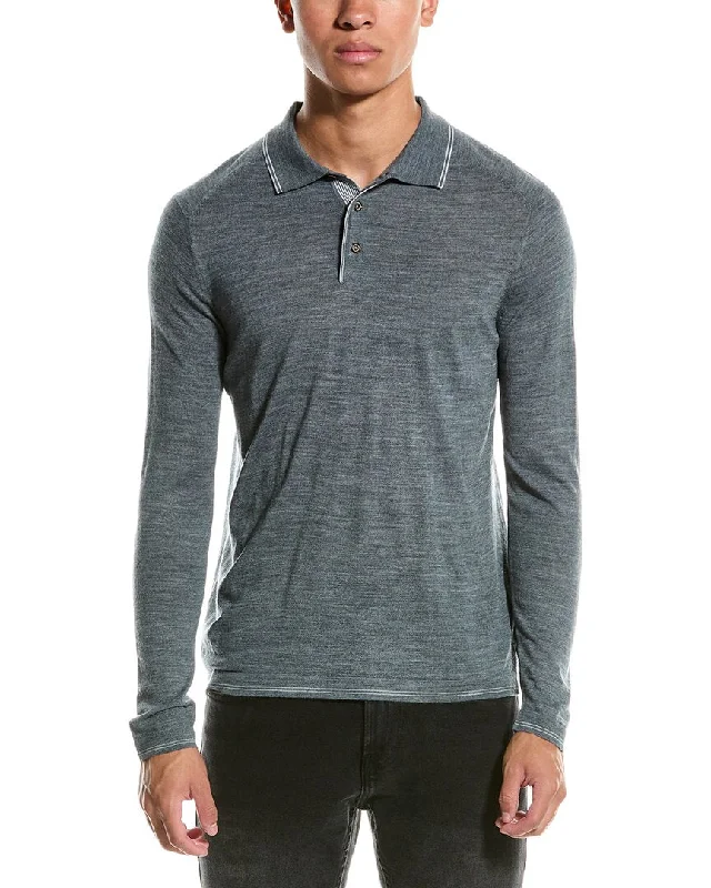 Raffi Trim Detail Wool-Blend Polo Sweater