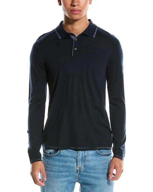 Raffi Trim Detail Wool-Blend Polo Sweater