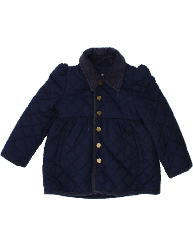 RALPH LAUREN Girls Quilted Jacket 2-3 Years Navy Blue Polyester