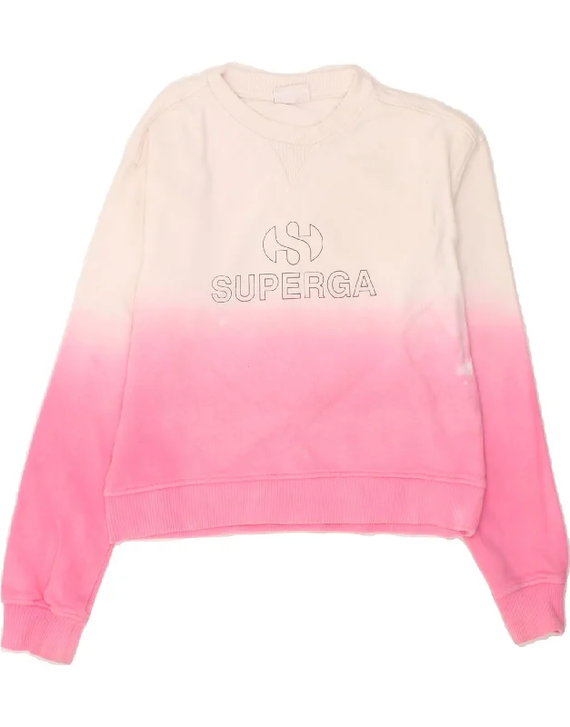 SUPERGA Girls Graphic Crop Sweatshirt Jumper 9-10 Years Medium Pink