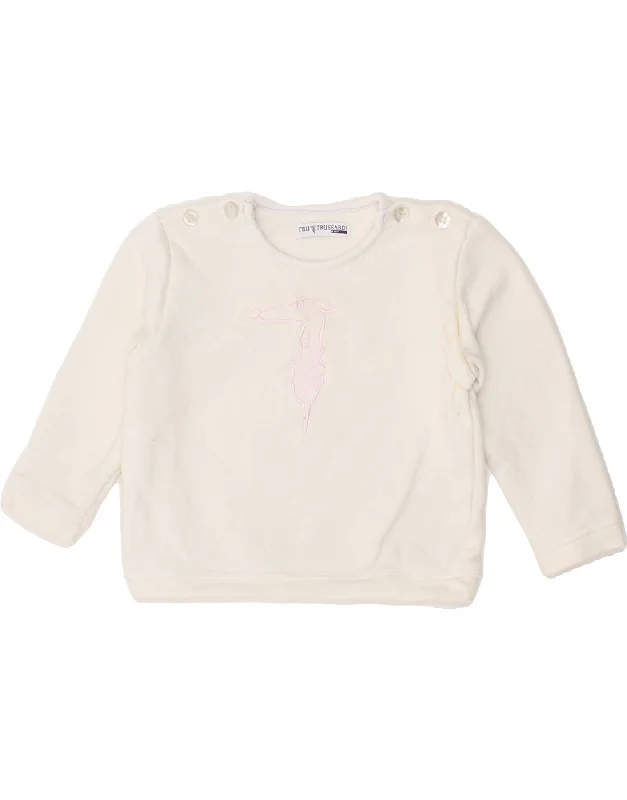 TRUSSARDI Baby Girls Graphic Sweatshirt Jumper 6-9 Months White Cotton