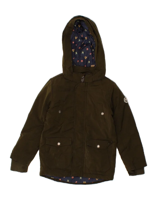 U.S. POLO ASSN. Girls Hooded Windbreaker Jacket 6-7 Years Khaki Polyester