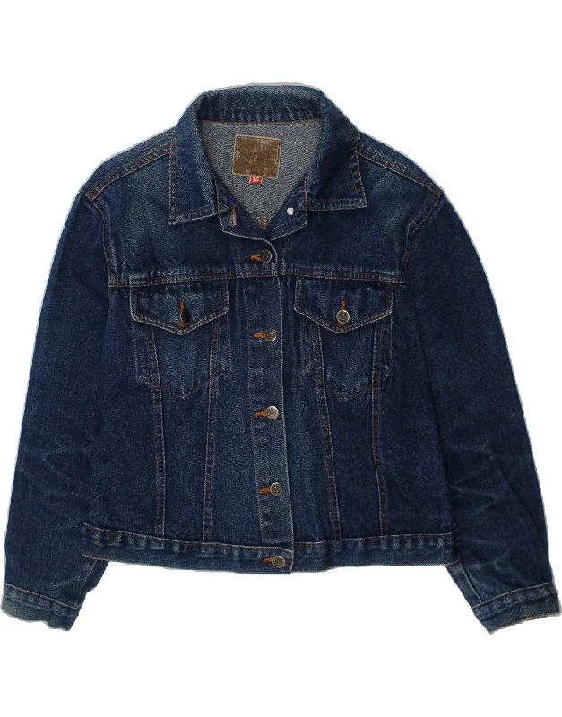 VINTAGE Girls Denim Jacket 13-14 Years Blue Cotton