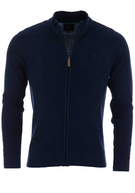 Andre Howth Zip Up Knitted Jacket, Navy