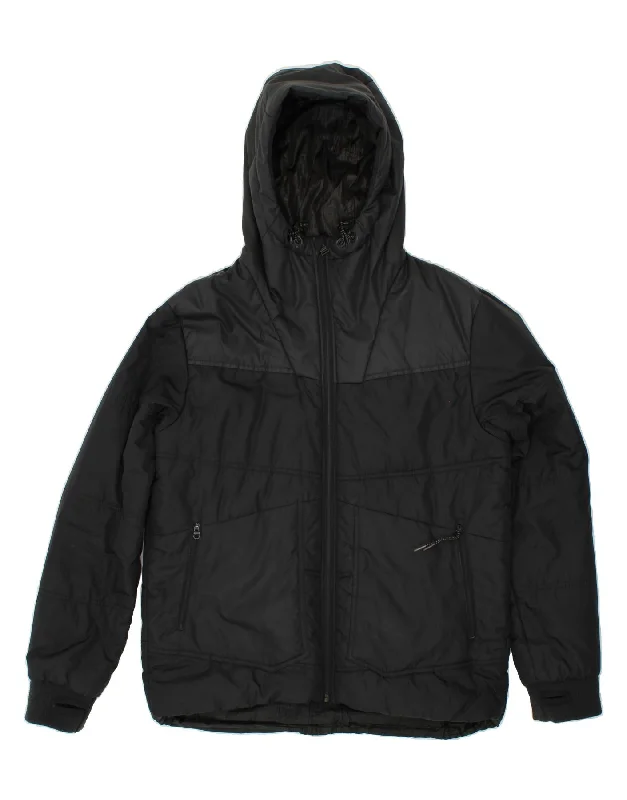 BENCH Mens Hooded Padded Jacket UK 38 Medium Black Polyester