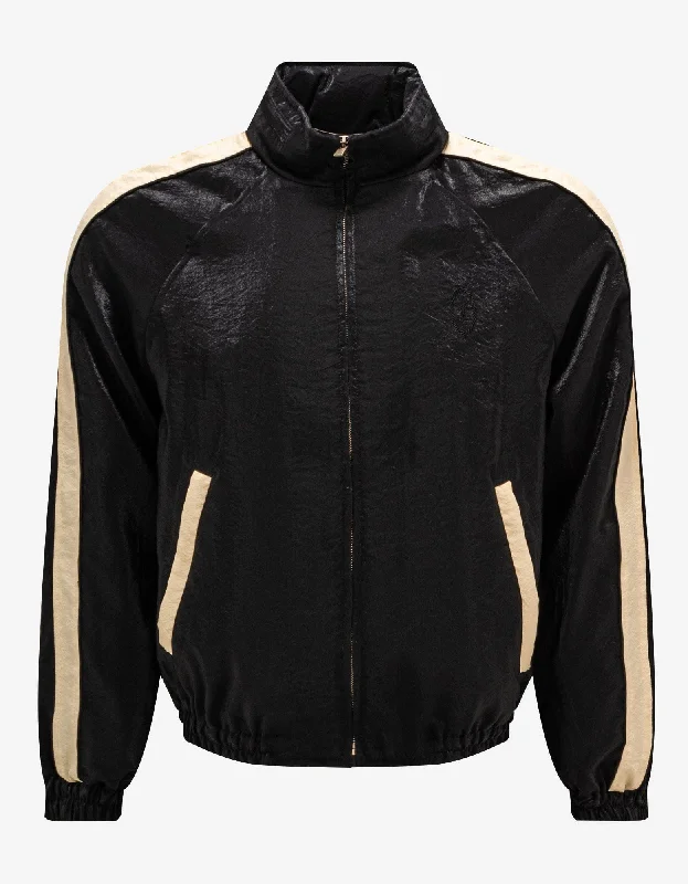 Saint Laurent Black Crinkle-Effect Monogram Teddy Jacket