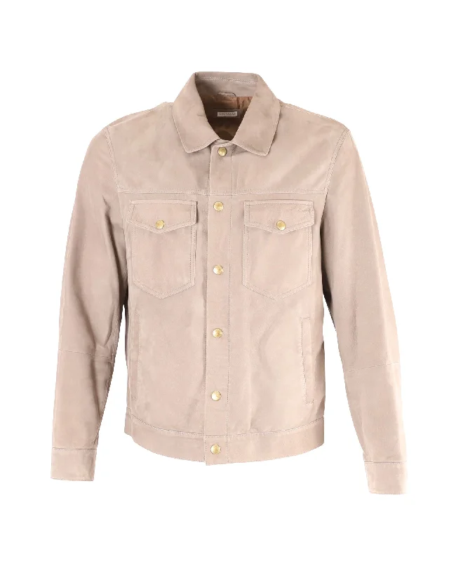 Brunello Cucinelli Shirt Jacket in Grey Suede