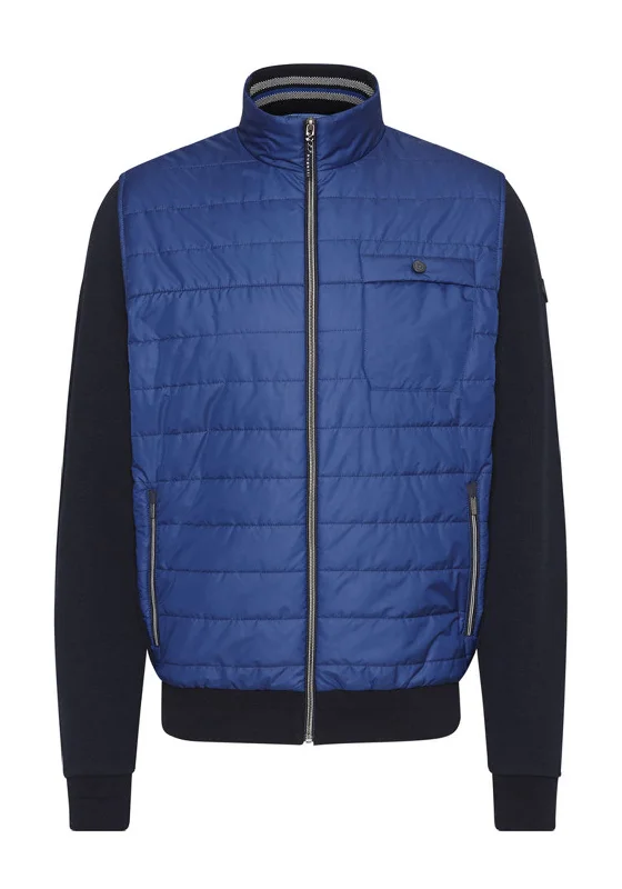 Bugatti Fine Knitted Sleeves Full Zip Jacket, Blue